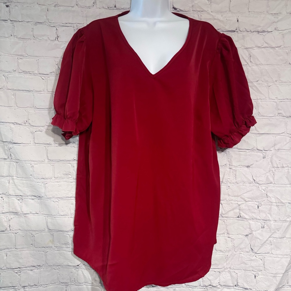 SHEIN Red Puffy Sleeve Blouse 2X